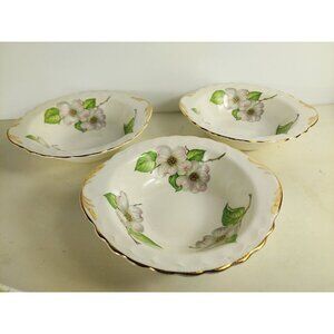 3 Pope Gosser Dogwood Lugged Cereal Bowls
